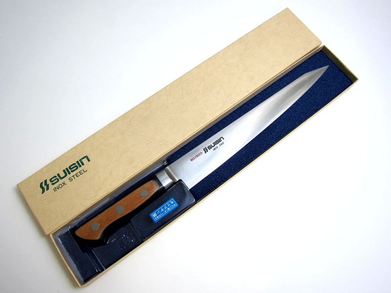 Houcho.com Suisin Inox Western-Style Knife Series, Genuine Sakai-Manufactured, Inox Steel 9.4" (240mm) Sujihiki Knife - Image 4